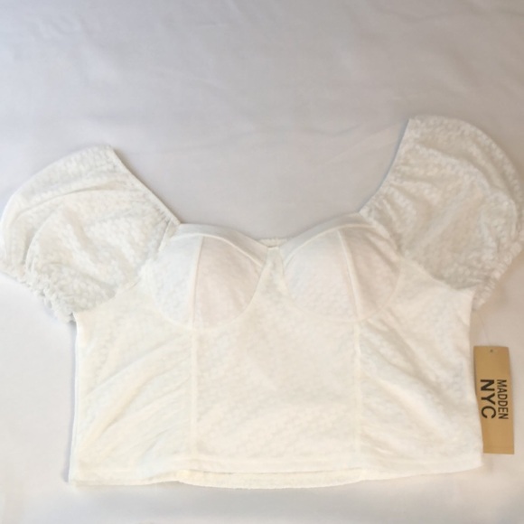 MADDEN NYC Puff Sleeve Cloud Dancer Top       Size XL - Picture 9 of 10